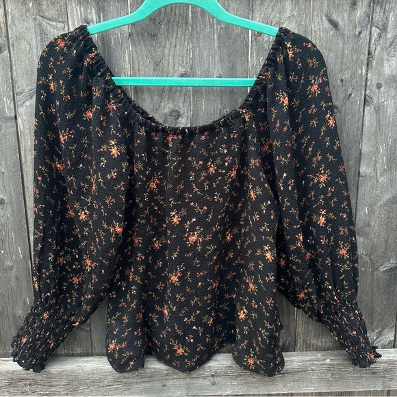 Madewell Kirstie Sweetheart Top in Fresh Sprigs Smocked Cuffs Balloon 3/… - Picture 2 of 8